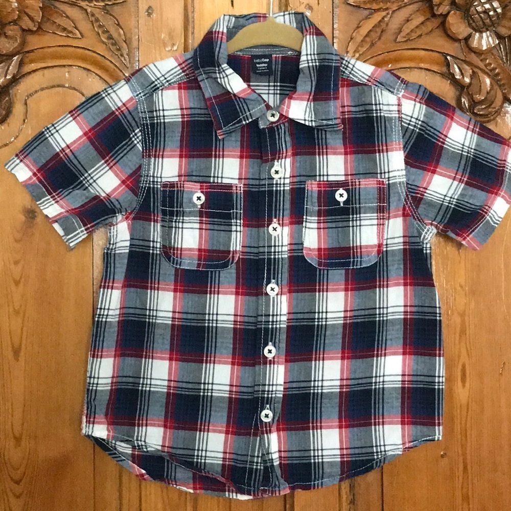 3/$20 Plaid Toddler Button Front Shirt